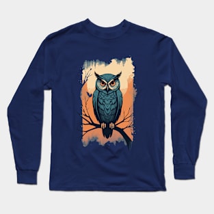 Vintage Owl under the Beautiful Moon Long Sleeve T-Shirt